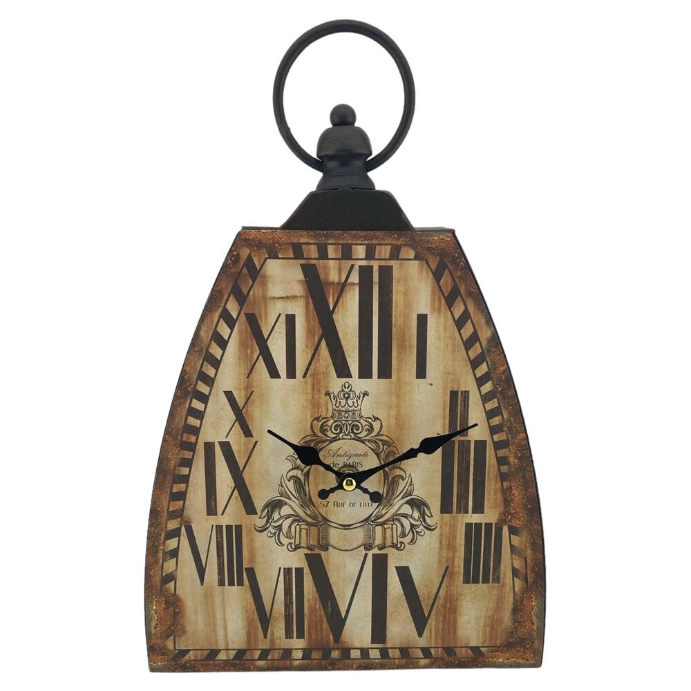 Kettle Bell Clock Industrial Metal Wall Mantel Desk Shelf 9x12.7" NEW